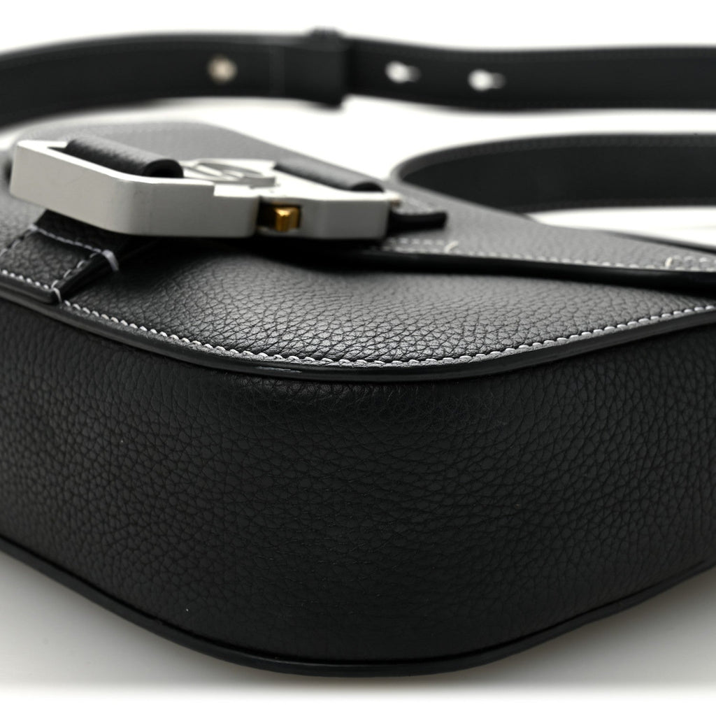 Grained Calfskin Saddle Messenger Bag With Strap Black AT My store