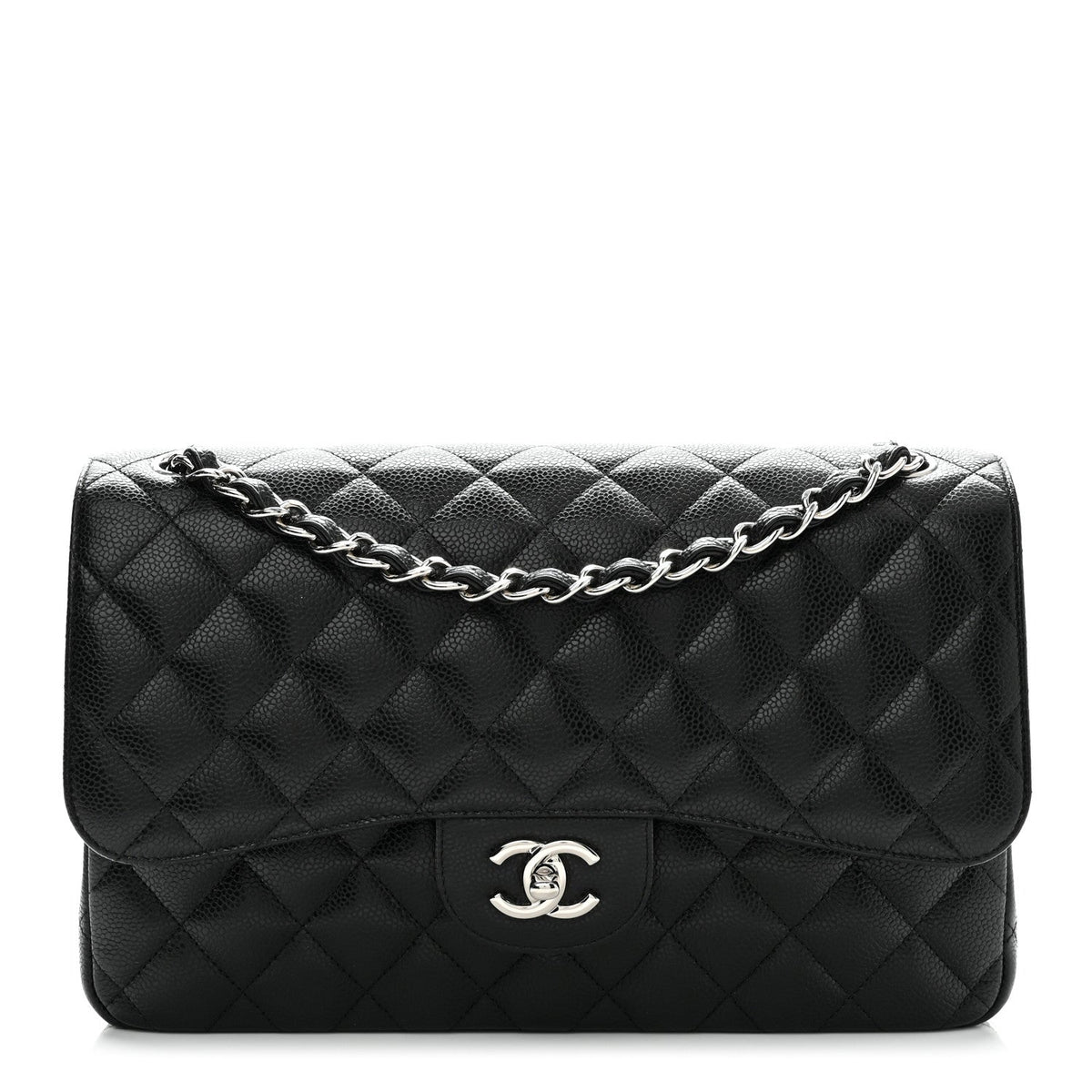 Caviar Quilted Jumbo Double Flap Black At My store