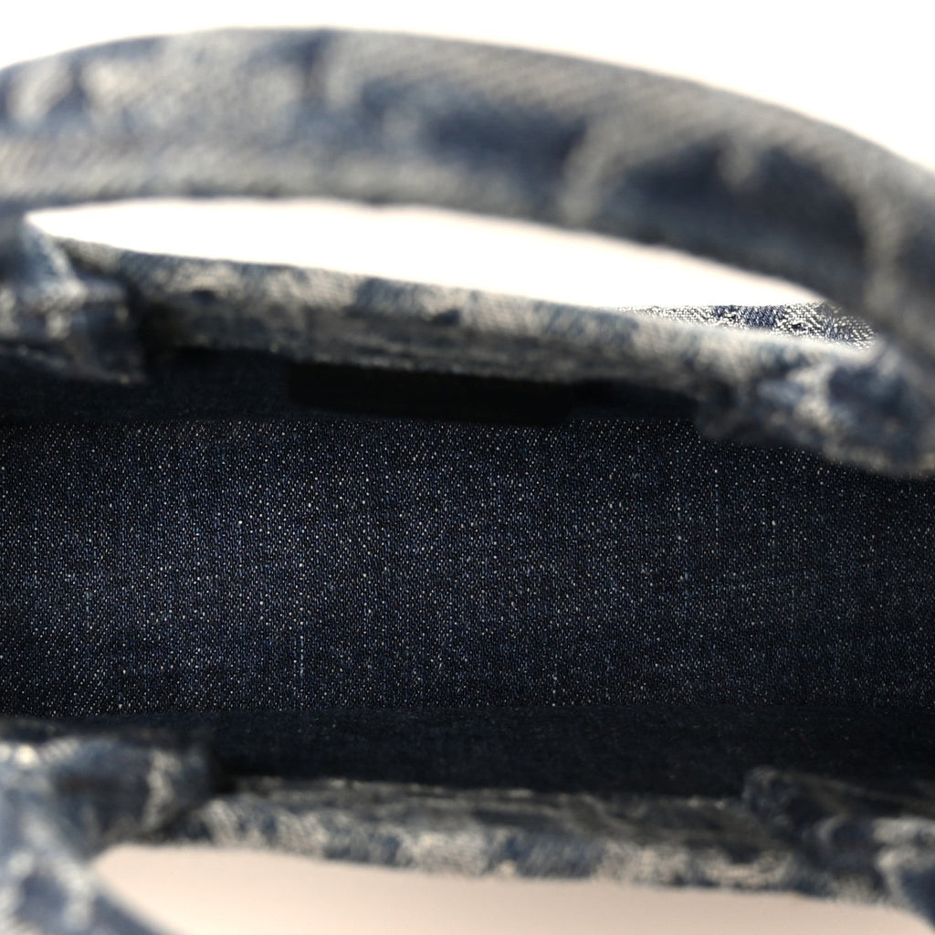 Denim Oblique Mini Book Tote With Strap Blue AT My store