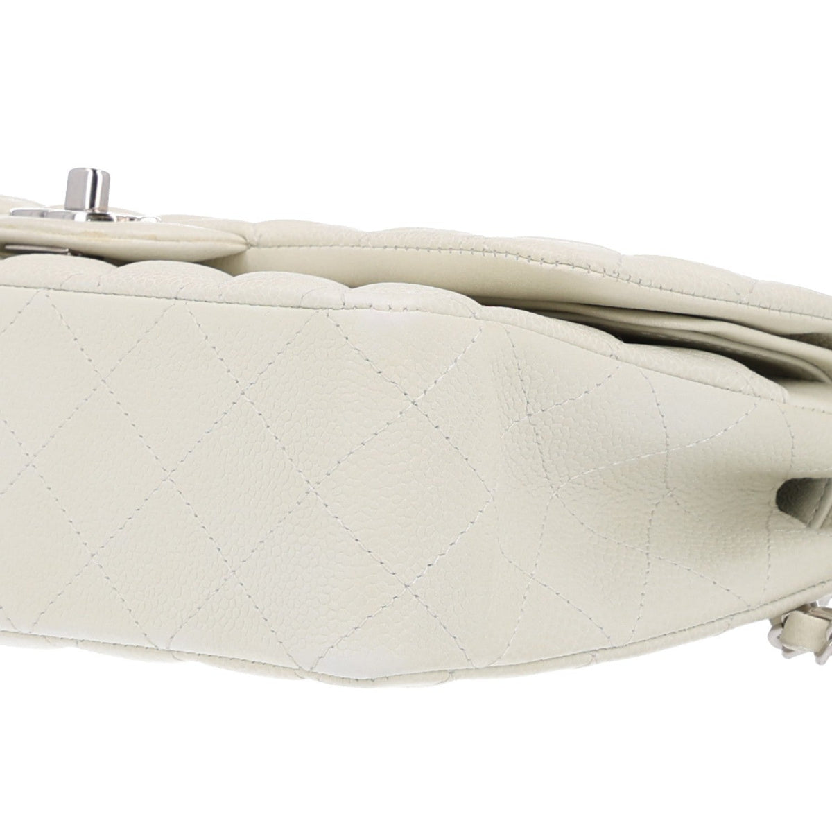 Caviar Quilted Medium Double Flap Light Green At My store