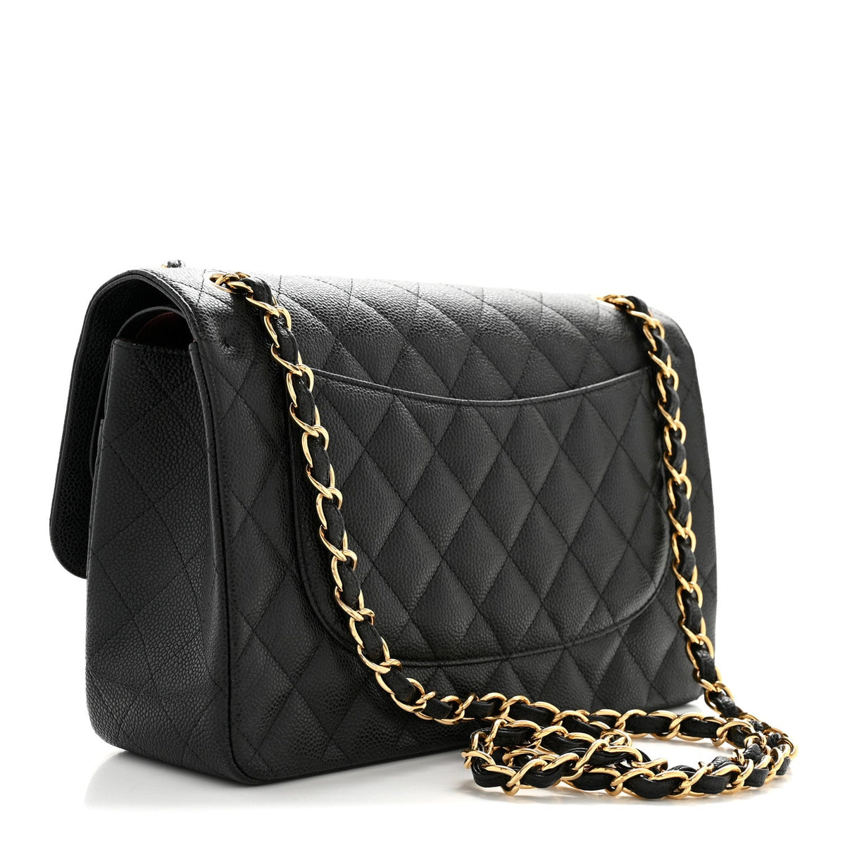 Caviar Quilted Jumbo Double Flap Black At My store