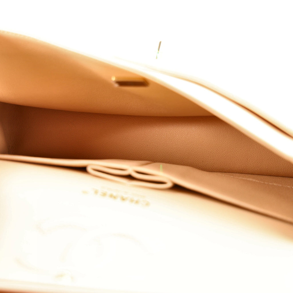 Lambskin Quilted Medium Double Flap Beige At My store