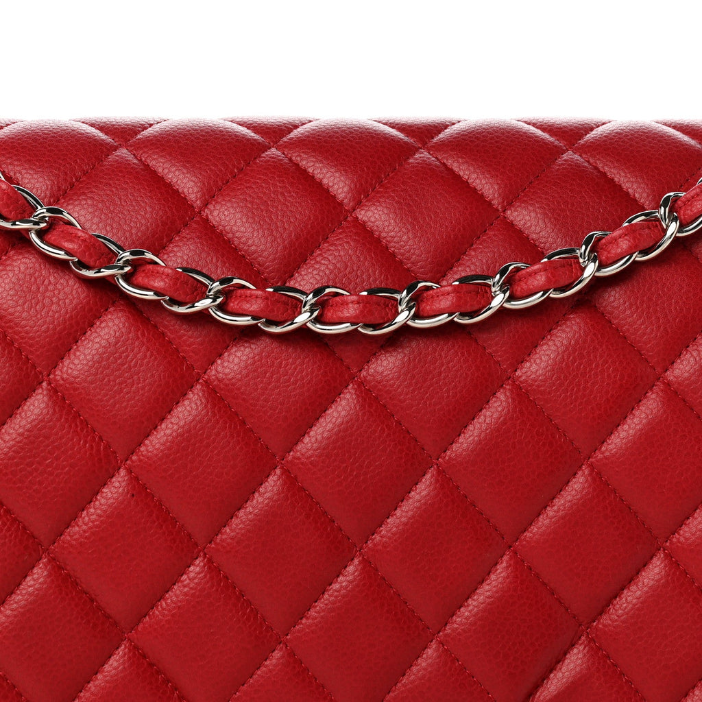 Caviar Quilted Maxi Double Flap Dark Red At My store