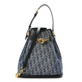 Denim Oblique Jacquard Medium C'est Chain Bucket Bag Denim Blue AT My store