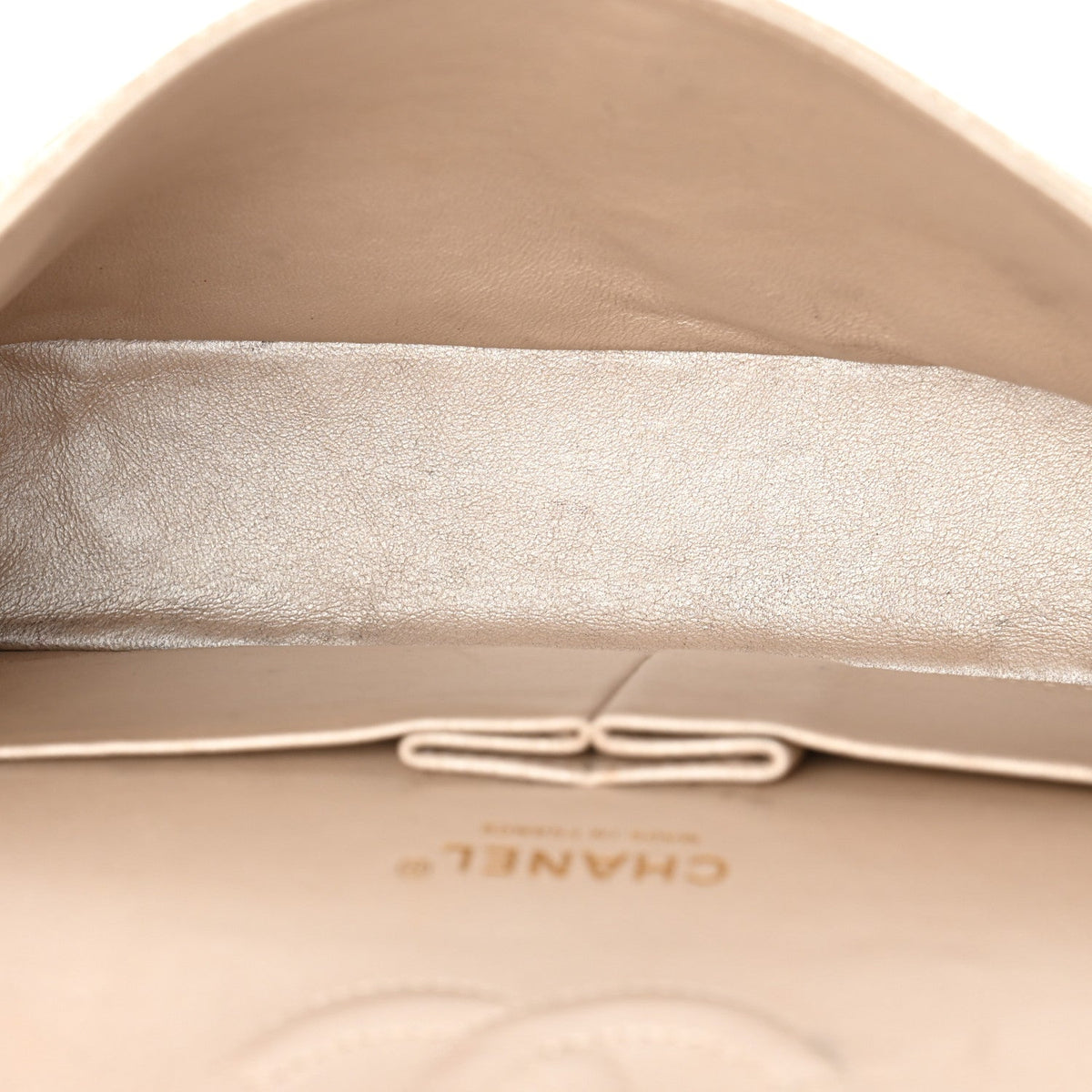Pearly Caviar Quilted Medium Double Flap Light Beige At My store