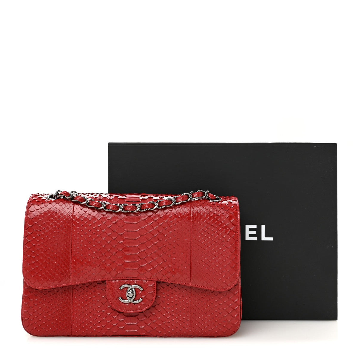 Snakeskin Jumbo Double Flap Red At My store