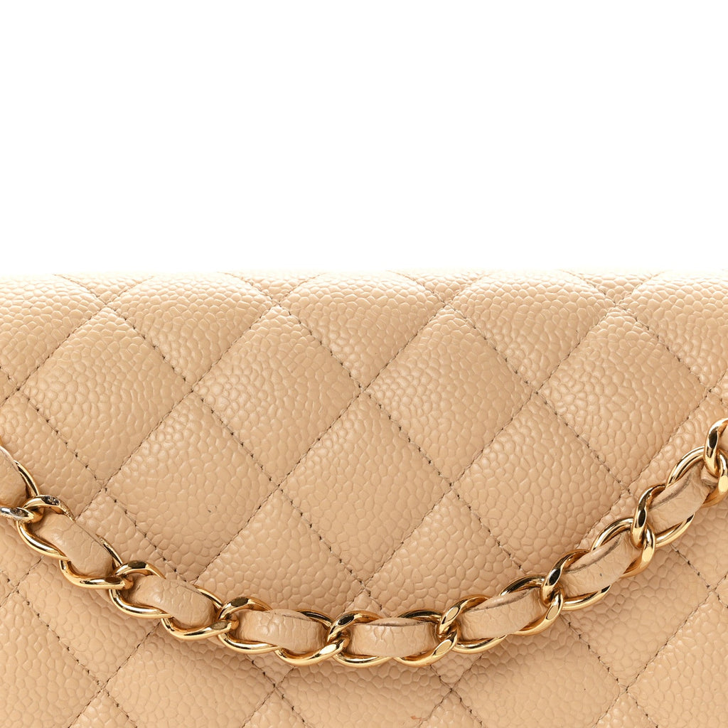 Caviar Quilted Medium Double Flap Beige At My store