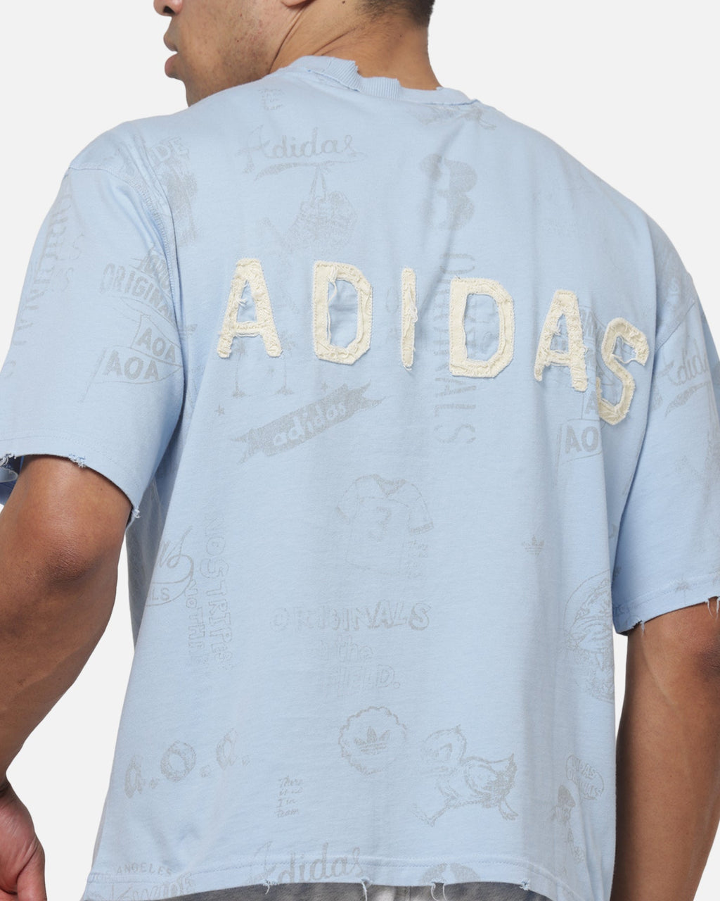 Best-Selling Adidas Vintage All Over Print T-Shirt Light Blue
