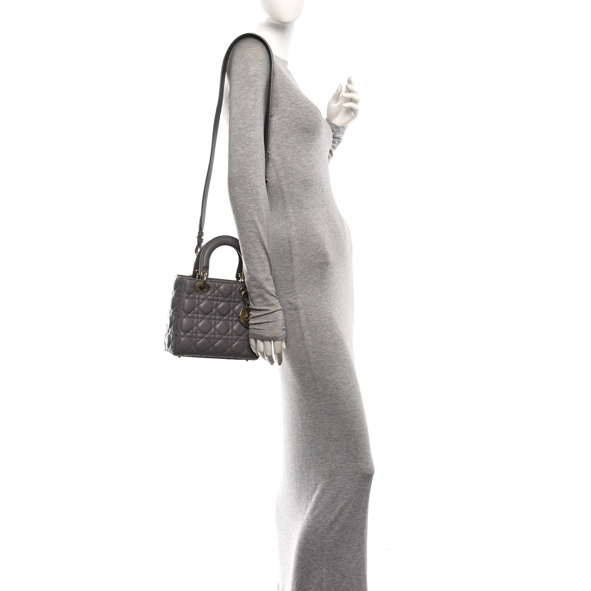 Lambskin Cannage Small My ABCDior Lady Dior Grey AT My store
