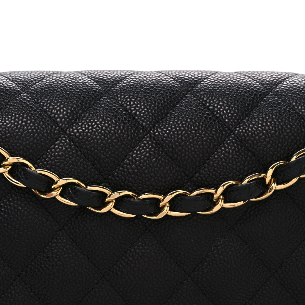 Caviar Quilted Jumbo Double Flap Black At My store
