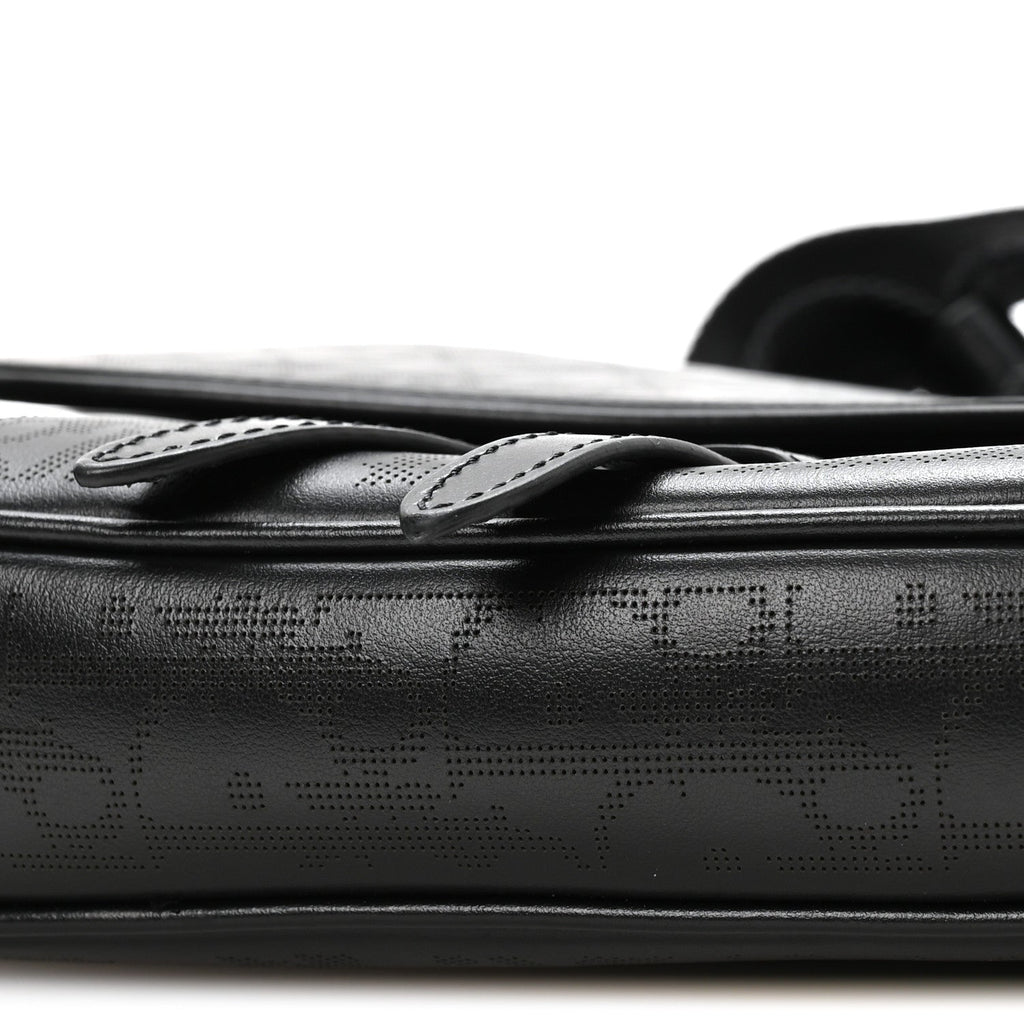 Calfskin Perforated Oblique Galaxy Mens Saddle Bag Black AT My store