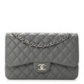 Caviar Quilted Jumbo Double Flap Grey At My store