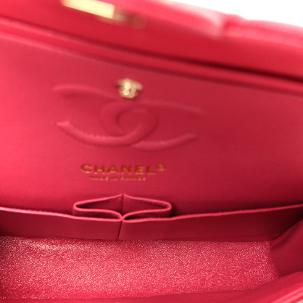 Caviar Quilted Small Double Flap Dark Pink At My store