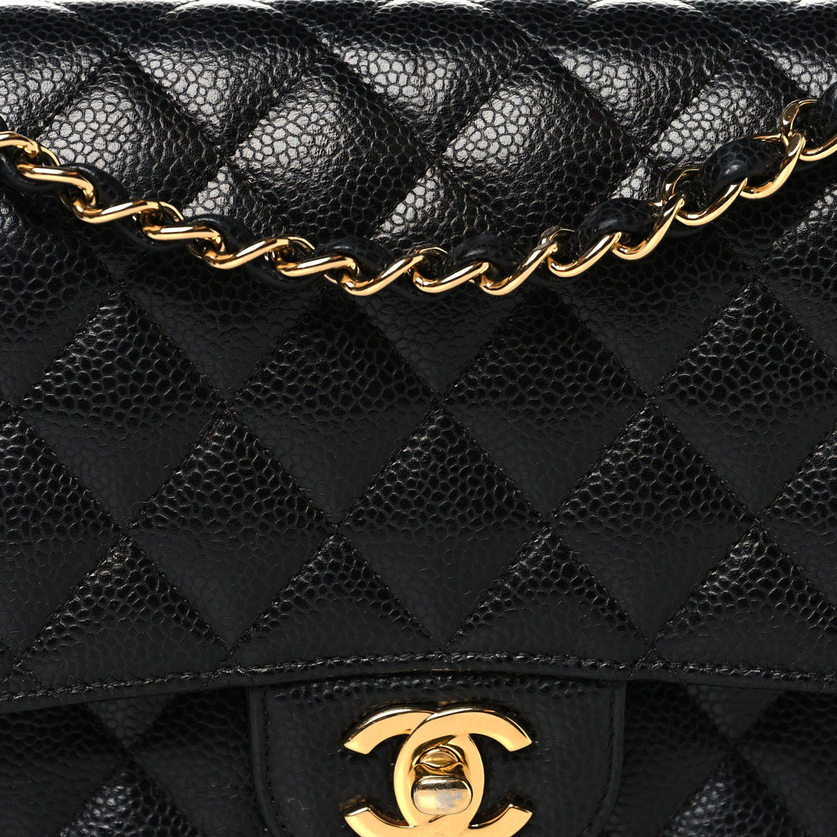 Caviar Quilted Medium Double Flap Black At My store