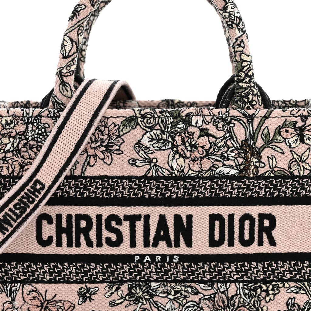 Canvas Embroidered Mini Book Tote With Strap Pink Multicolor AT My store
