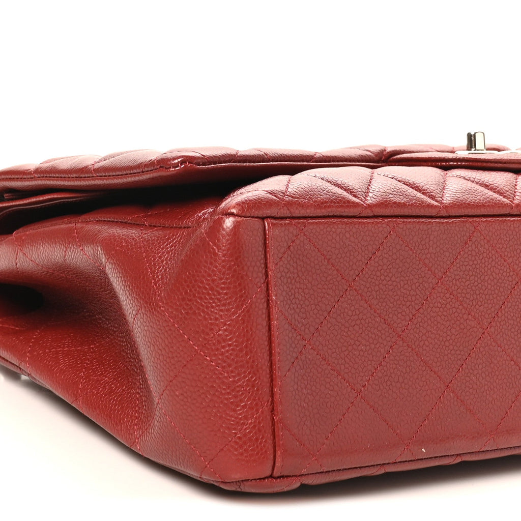 Caviar Quilted Maxi Double Flap Dark Red At My store