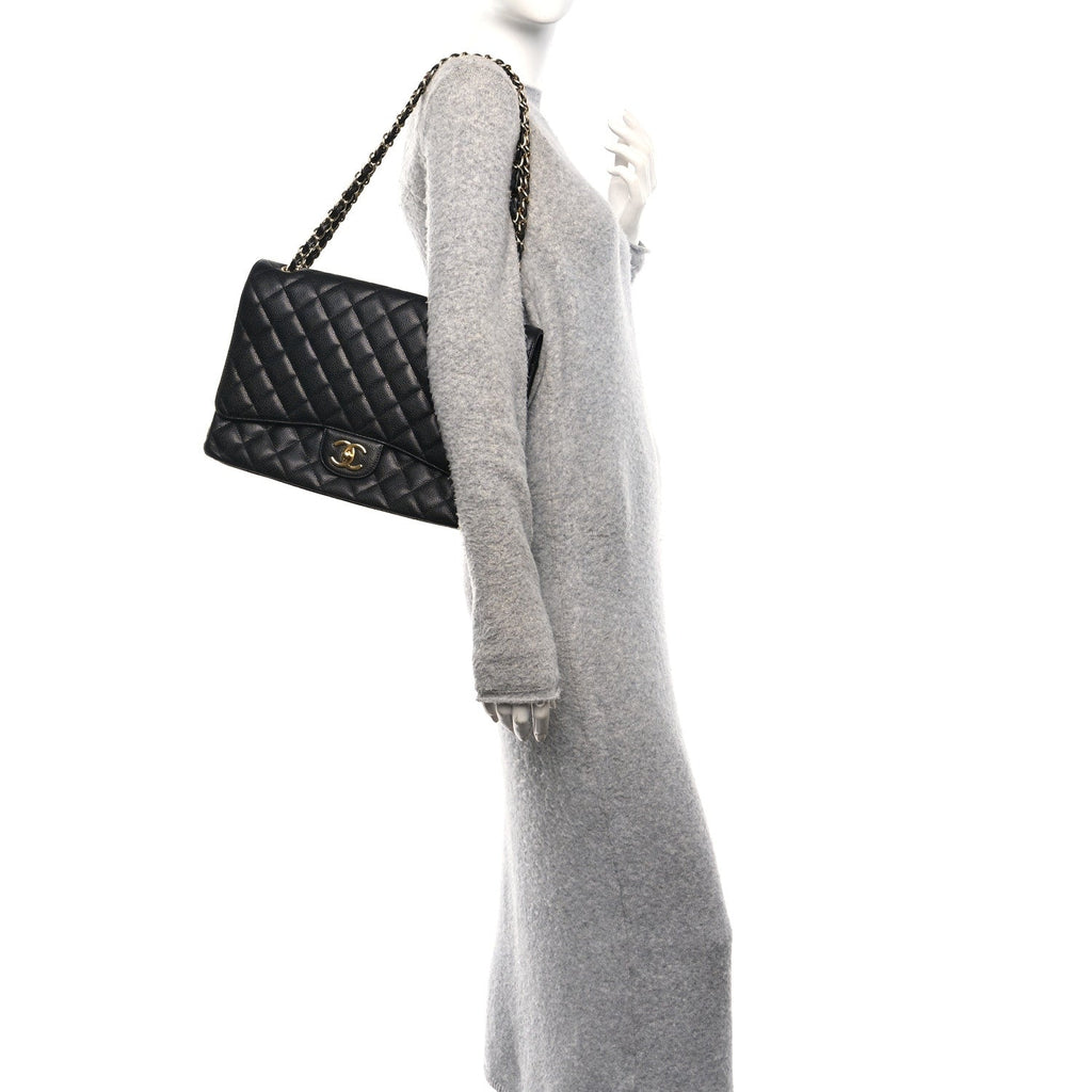 Caviar Quilted Maxi Double Flap Black At My store