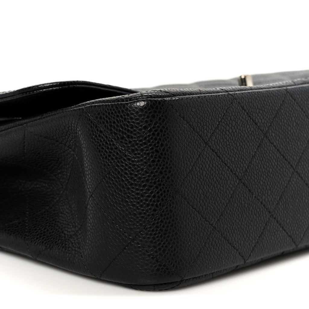 Caviar Quilted Jumbo Double Flap Black At My store