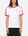 Best-Selling Adidas Women's 3 Stripe T-Shirt White/Red