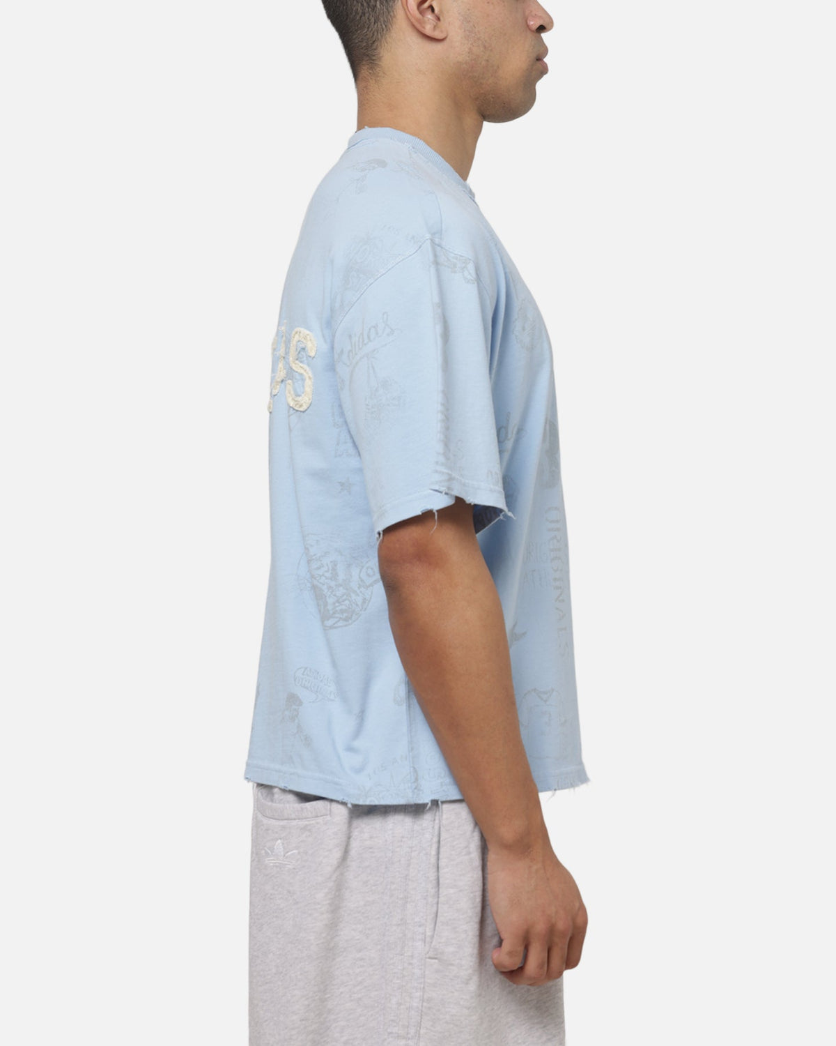 Best-Selling Adidas Vintage All Over Print T-Shirt Light Blue