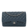 Lambskin Quilted Jumbo Double Flap Dark Blue At My store