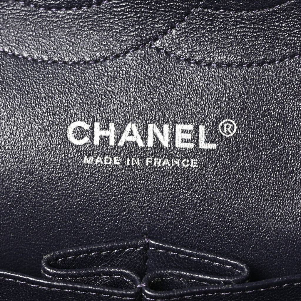 Lambskin Quilted Jumbo Double Flap Navy At My store