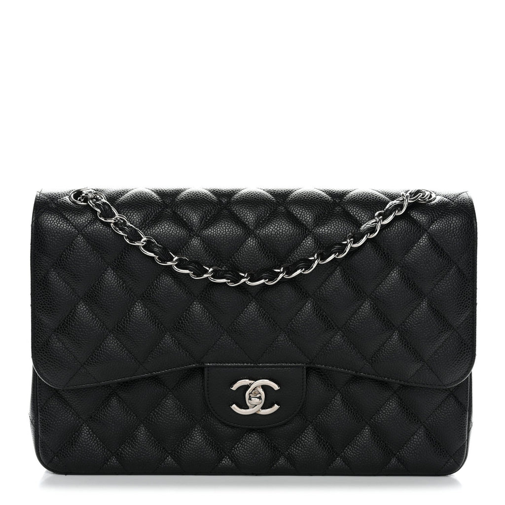 Caviar Quilted Jumbo Double Flap Black At My store