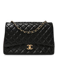 Lambskin Quilted Maxi Double Flap Black At My store
