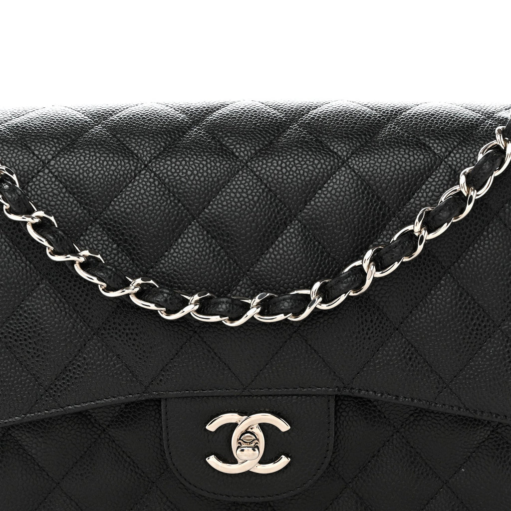 Caviar Quilted Jumbo Double Flap Black At My store
