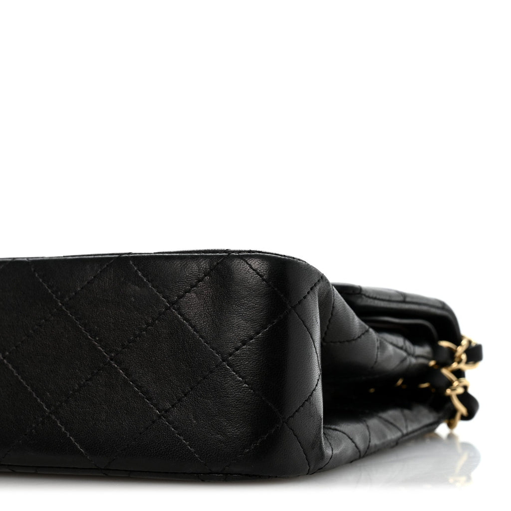 Lambskin Quilted Medium Double Flap Black At My store