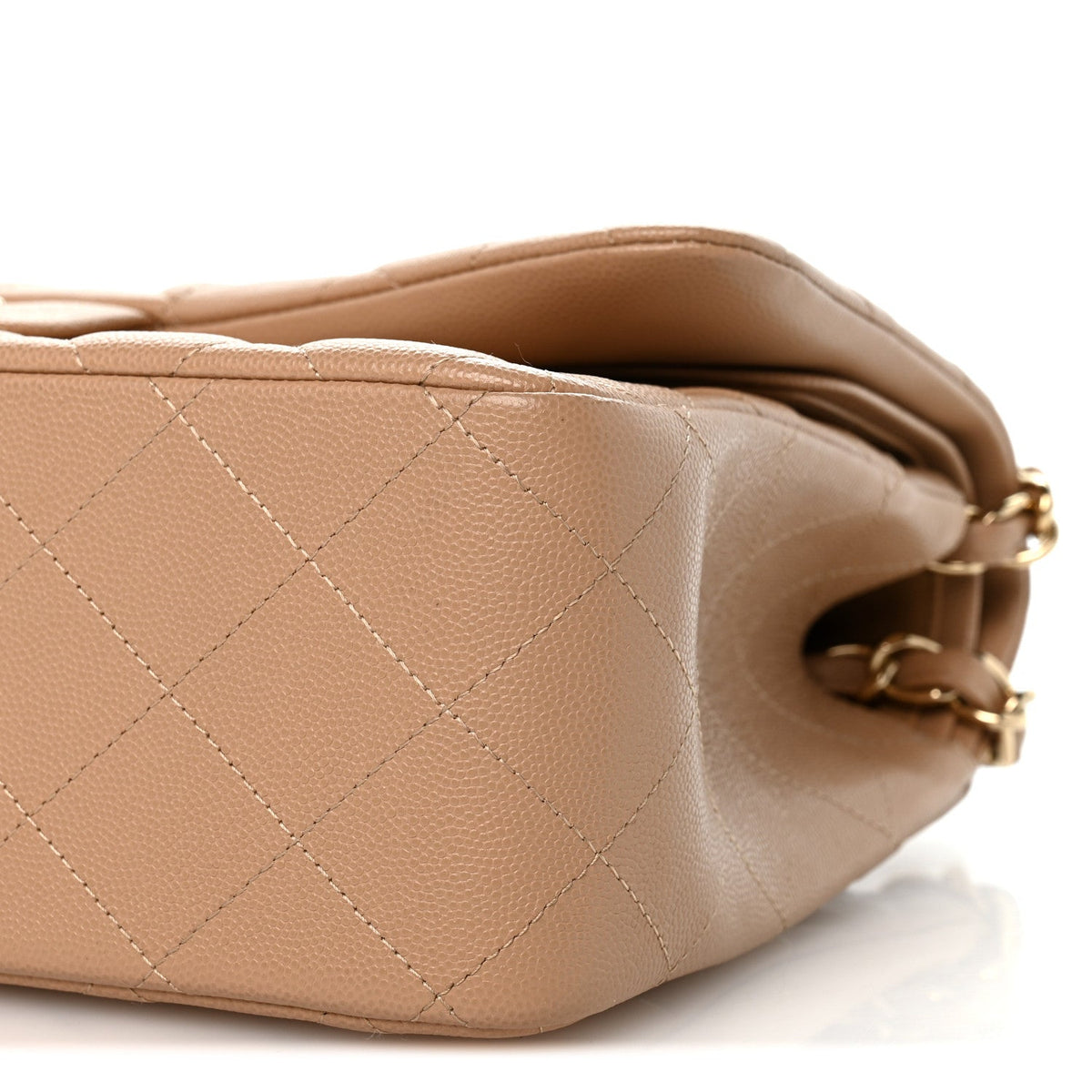 Caviar Quilted Jumbo Double Flap Beige Clair At My store
