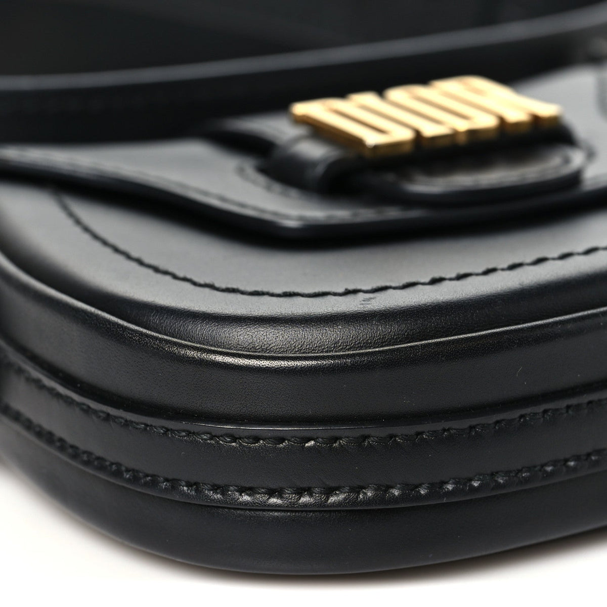 Calfskin Mini D Fence Saddle Bag Black AT My store