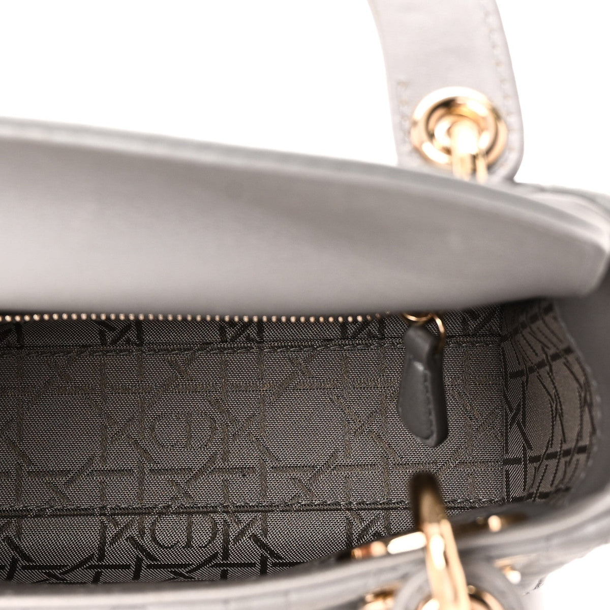Metallic Lambskin Cannage Mini Lady Dior Grey AT My store