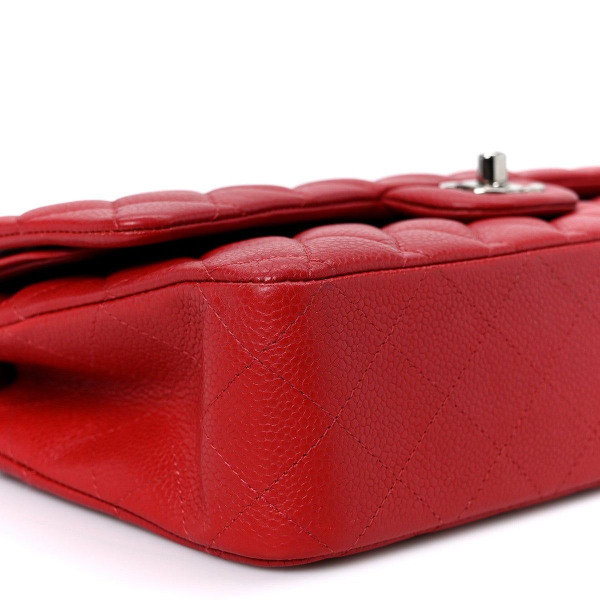 Caviar Quilted Medium Double Flap Red At My store