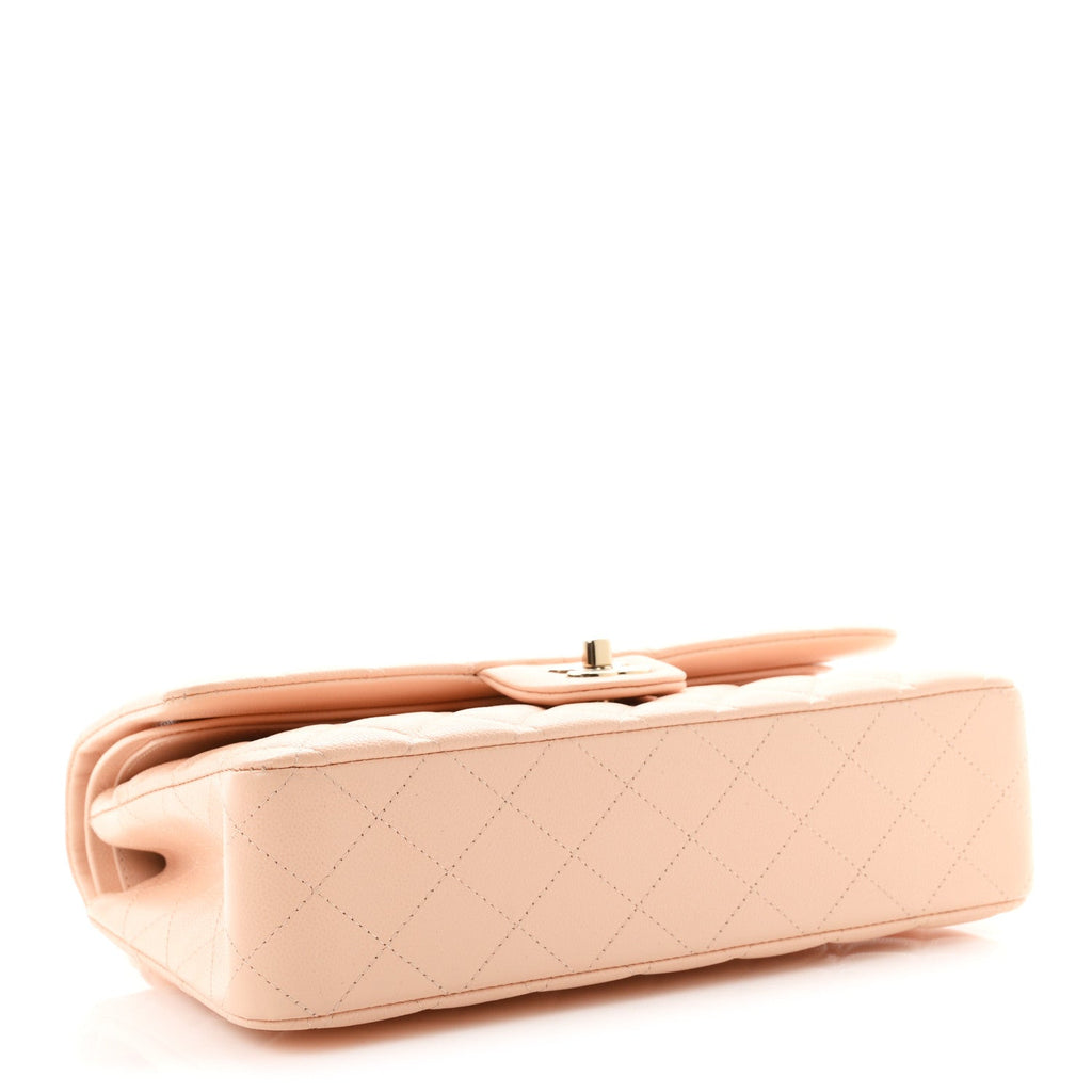 Caviar Quilted Medium Double Flap Light Pink At My store