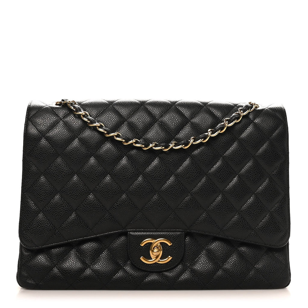 Caviar Quilted Maxi Double Flap Black At My store