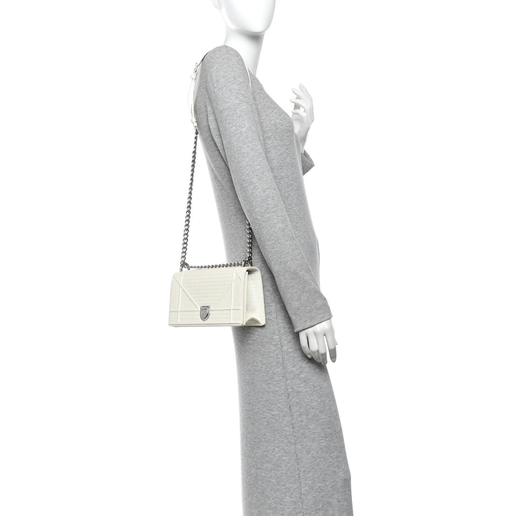Patent Micro-Cannage Small Diorama Flap Bag White AT My store