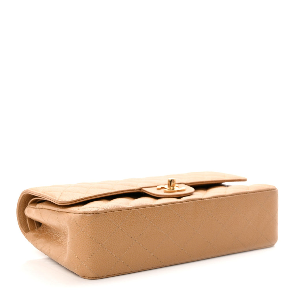 Caviar Quilted Medium Double Flap Beige At My store
