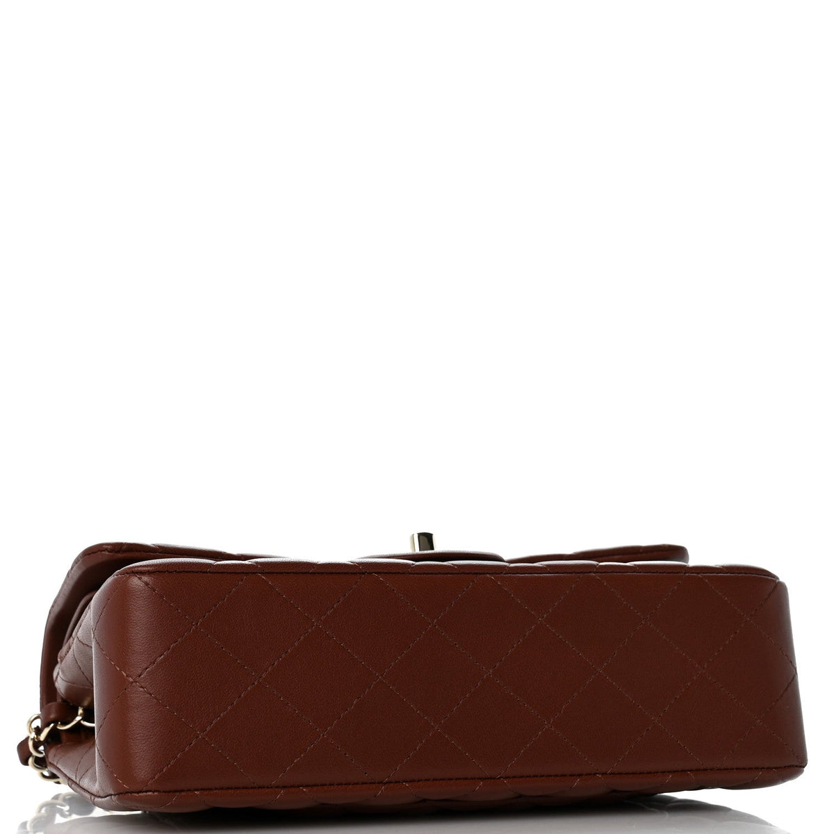 Lambskin Quilted Small Double Flap Dark Brown At My store