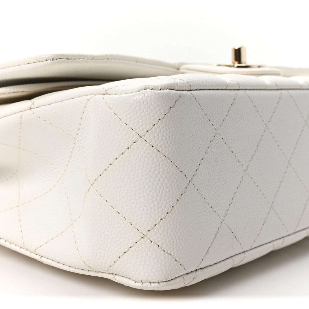 Caviar Quilted Medium Double Flap White At My store