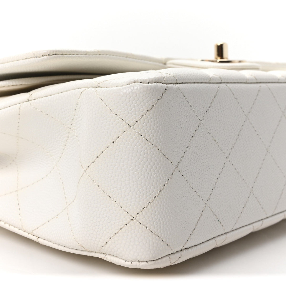Caviar Quilted Medium Double Flap White At My store