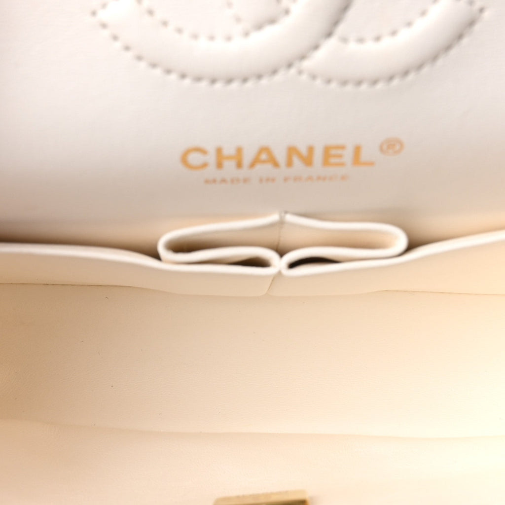 Caviar Quilted Small Double Flap White At My store