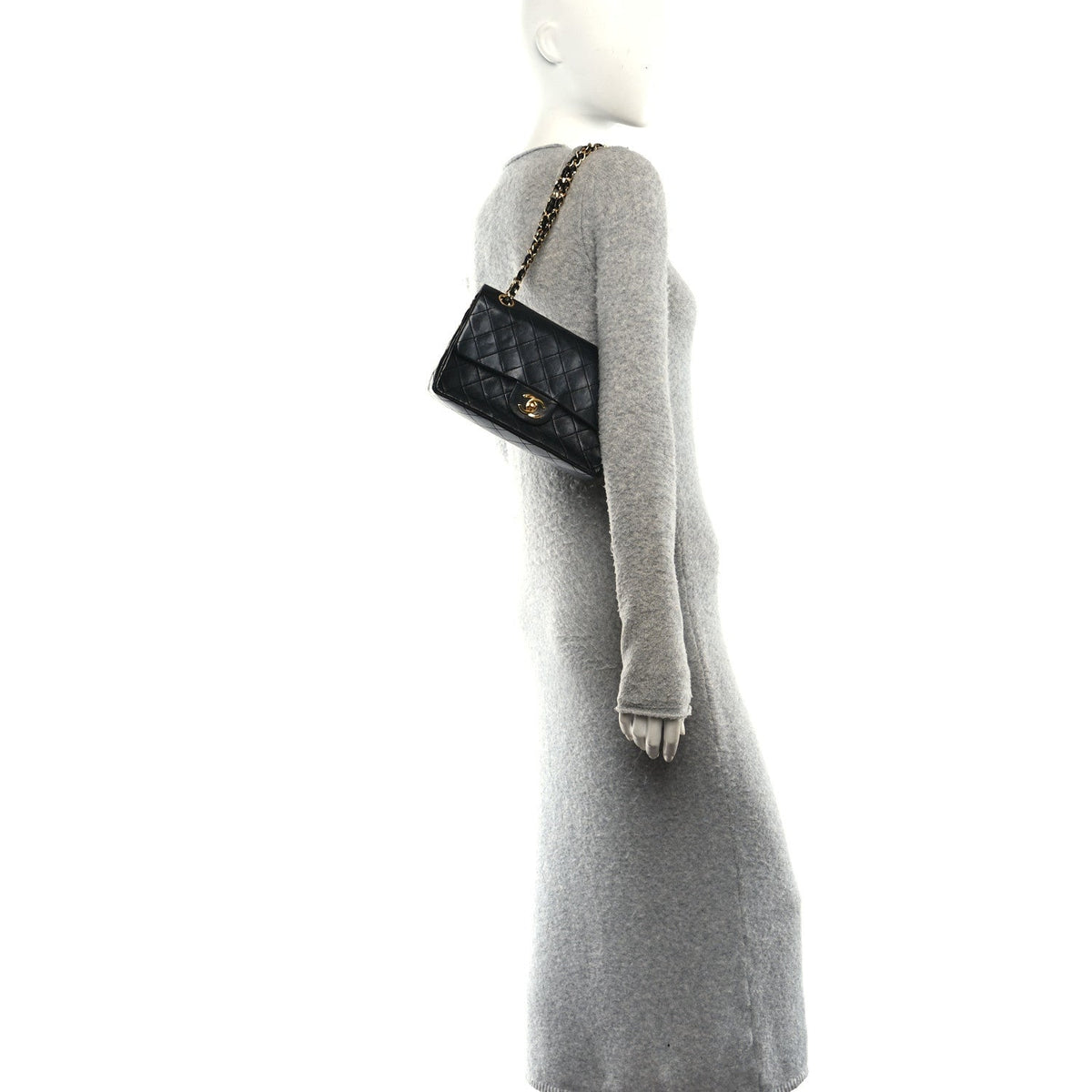 Lambskin Quilted Small Double Flap Black At My store