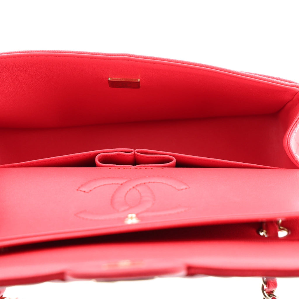 Caviar Quilted Small Double Flap Red At My store