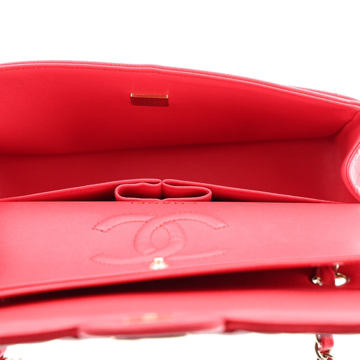Caviar Quilted Small Double Flap Red At My store