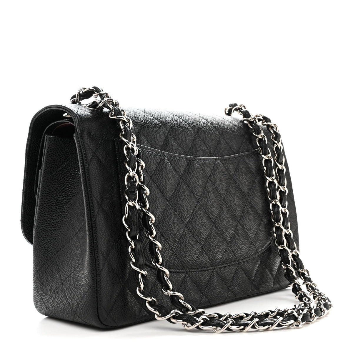 Caviar Quilted Jumbo Double Flap Black At My store