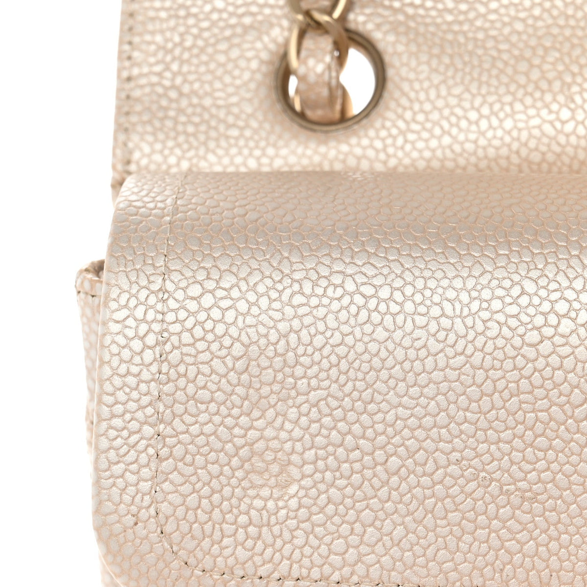 Pearly Caviar Quilted Medium Double Flap Light Beige At My store