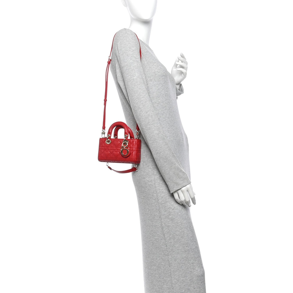 Lambskin Cannage Dioramour Micro Lady D-Joy Red AT My store