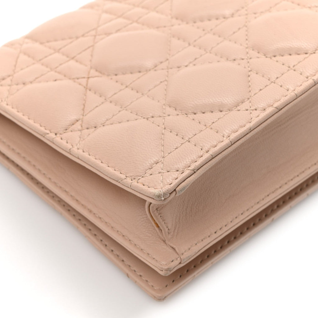 Lambskin Cannage Lady Dior Convertible Clutch Pink AT My store