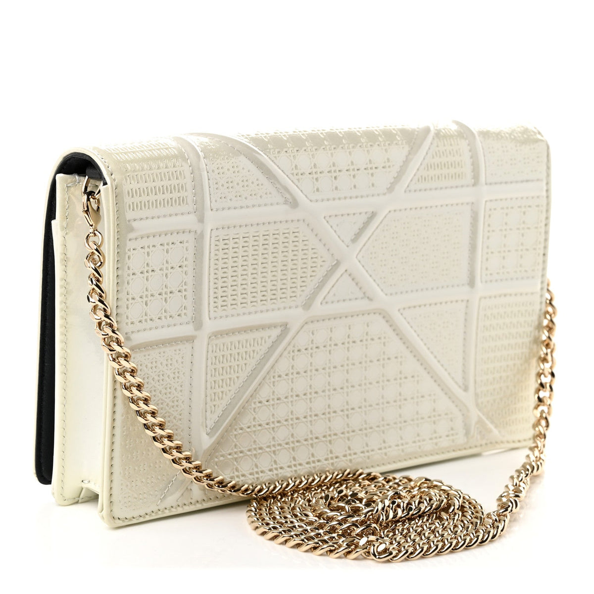 Patent Micro-Cannage Diorama Wallet on Chain Pouch Metallic White AT My store